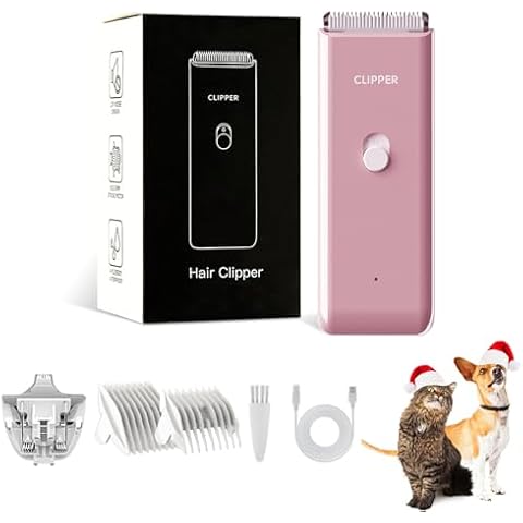 Founouly 2-in-1 Professional Dog Grooming Kit - Low Noise, Waterproof, USB Rechargeable, and Safe Ceramic Blade - Gift for Dogs and Cats (Pink) Cover