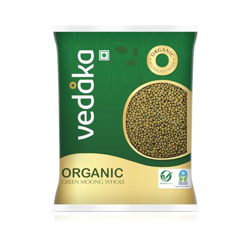 Image of Amazon Brand - Vedaka Organic Green Moong Whole | 1 Kg||Naturally Rich in Protein |Naturally Cholesterol free