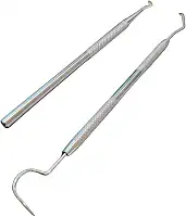 Kit Profissional de Limpeza Dental, 2 Peças, Sonda e Extrator de Tártaro, Aço Inoxidável, Autoclavável