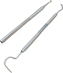 Kit Profissional de Limpeza Dental, 2 Peças, Sonda e Extrator de Tártaro, Aço Inoxidável, Autoclavável