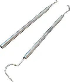 Kit Profissional de Limpeza Dental, 2 Peças, Sonda e Extrator de Tártaro, Aço Inoxidável, Autoclavável