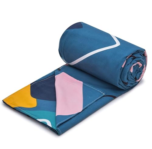 Image of DECOMIZER Super Soft Glace Cotton King Size AC Comforter II Blanket II Duvet for Double Bed with 1 Flat Bedsheet and 2 Pillow Cover - 4 Piece Comforter Set - Navy Square-300 TC