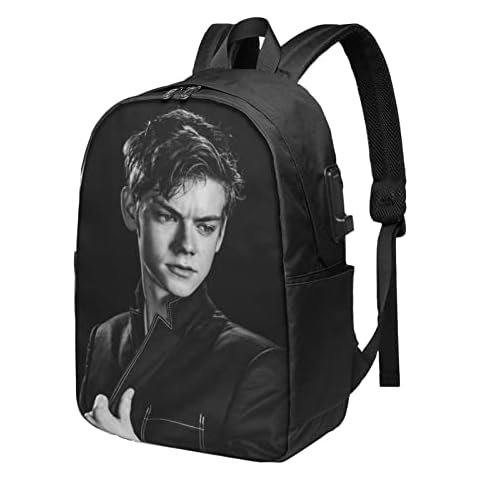 Thomas Brodie Sangster Travel Laptop Backpack Durable Daypacks Business School Backpack With Usb for Men Women Boys Girls 17 Inch Cover
