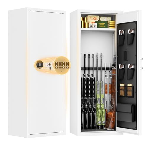 Image of INTERGREAT White Gun safes, Rifle Safe,Gun Safes for Home Rifle and Pistols, Long Gun Safe for Rifle Shotgun for Home,Quick Access Rifle Safes,Adjustable Shelves, Easy Assemble(8-12 Guns)