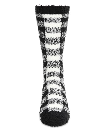MeMoi Men's Buffalo Plaid Fuzzy Warm Cozy Crew Sock2