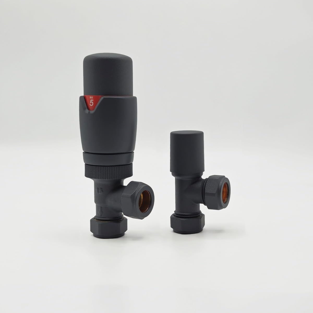 Lux Heat Angled Anthracite Grey Thermostatic Radiator Valve (TRV) Set