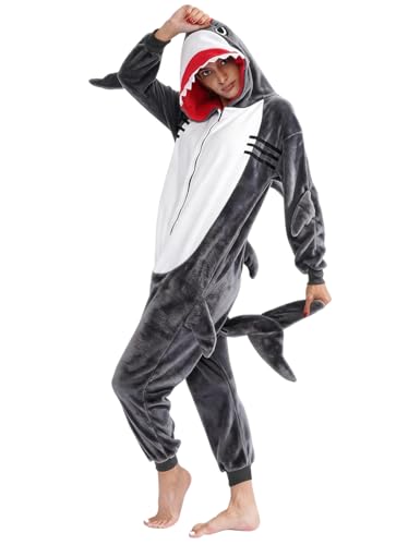 vavalad Adult Shark Onesie Pajamas Unisex Cosplay Costume Women and Men