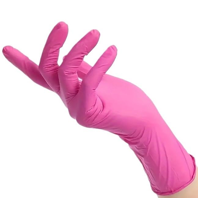Lot De 20/60/100 Gants Jetables Roses, Élastiques, Sans Latex, Imperméables, Durables, Multifonctionnels, For Le Nettoyage, XS/S/M/L(100PCS,S)