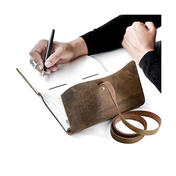 Handmade Leather Diary/Writing Notebook, Diary/Bound, Daily Notepad for Men and Women, Unlined Paper, Medium, Writing… – Bild 6