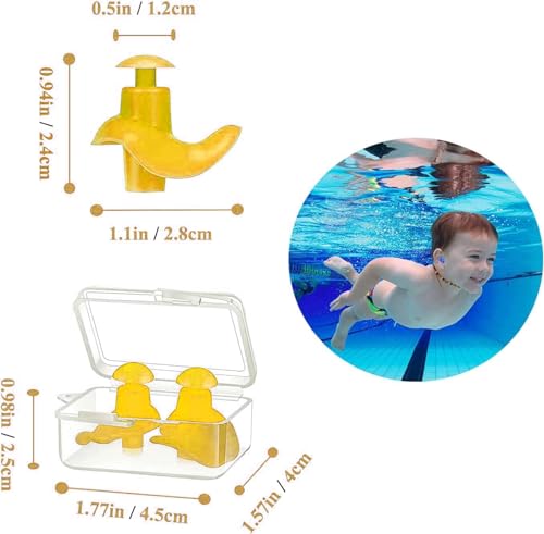 Image of Silicone Earplugs for Swimming Bathing and Sleeping, Professional Noise Reduction Reusable Silicone Swim Earplugs for Adult Swimmers Children Diving (2 Pair) (Black Yellow)
