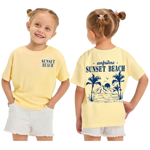 Image of Beach Shirts for Toddler Girls Oversized Beach Bum Shirt Summer Vacation Trip T-Shirts Casual Short Sleeve Tops
