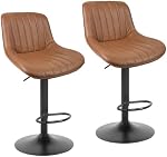 Duramex (TM) Ensemble de 2 Tabouret de bar réglable en hauteur de couleur noire marron et repose-pieds haut 360 Tourneaux 24 à 33 inch Base avec protection du sol dur en plastique
