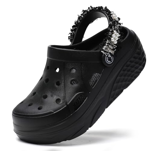 Image of FLIOZY Women's Gardener Platform Clogs Slippers Hight Heels Mules Clog Wedge Sandals Outdoor Beach Shoes