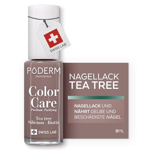 PODERM - TEEBAUM-NAGELLACK COLOR CARE Taupe - verbessert das Aussehen für die gelbe oder brüchige Nägel - 2 IN 1 PFLEGE - Hergestellt in der Schweiz