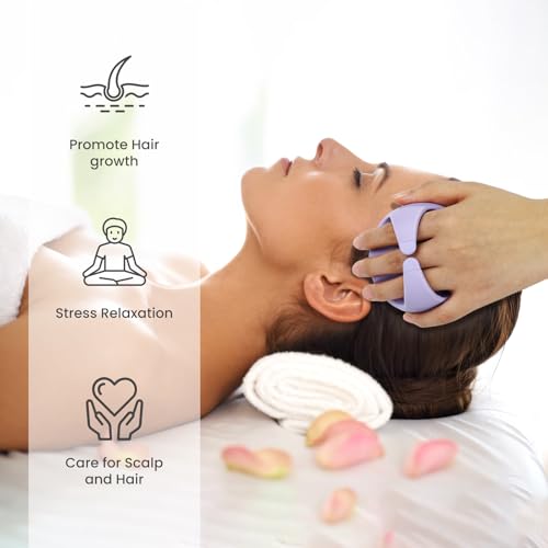 AIMIKE Kopfhaut Massagebürste, Shampoo Bürste mit Weichem Silikon, Kopfmassage Bürste für Peeling und Stimulieren das Haarwachstum, Reduziert Schuppen, Scalp Massager für Nass & Trocken Haar, Flieder