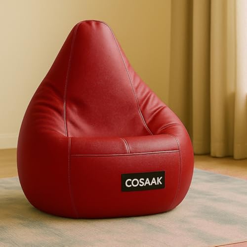 Image of XXL Teardrop Leatherette Bean Bag Chair Cover Without Beans, Livingroom, Bedroom, Garden, use for Indoor Gaming and Reading Chair, (Red, XXL, Solid)
