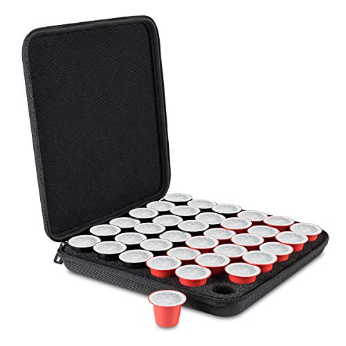 Image of ROMAUNT Protective Carrying Case Compatible with Nespresso OrignalLine Capsules, Accessory for Portable Espresso Machine, Travel Coffee Pods Holder EVA Material Hard Shell Hold 36 Pods (black)