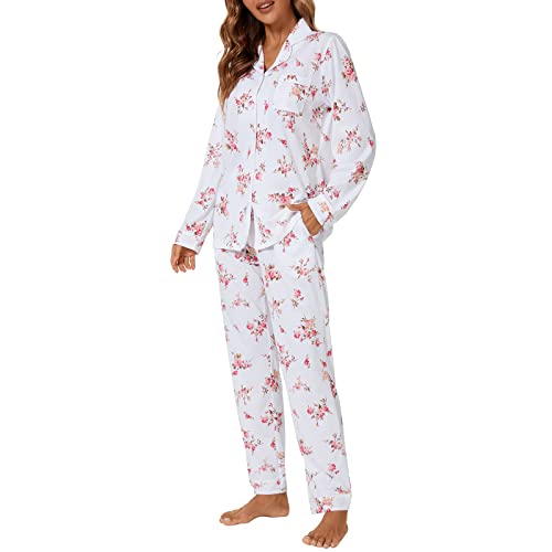 Image of Tugege Pajamas Set Long Sleeve Sleepwear Womens Button Down Nightwear Pj Sets