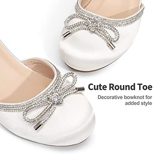 Dream Pairs Girls Dress Shoes Closed Toe Low Heels Ankle Strap Pumps For Toddler Little Big Kid Flower Party Wedding Princess,Size 4 Big Kid,White,Sdfl2318K thumb #1