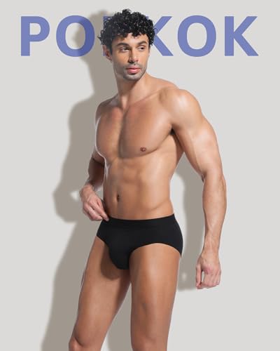 POPKOK Mens Underwear Tag-Free Cotton Stretch Briefs With Pouch 3 Pack2