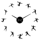 YH Jugador de Balonmano Silueta acrílica Pegatina de Espejo DIY Arte de Pared Reloj de Pared Gigante habitación Juvenil decoración Deportiva Entrenador de Balonmano regalo-120CM,Negro