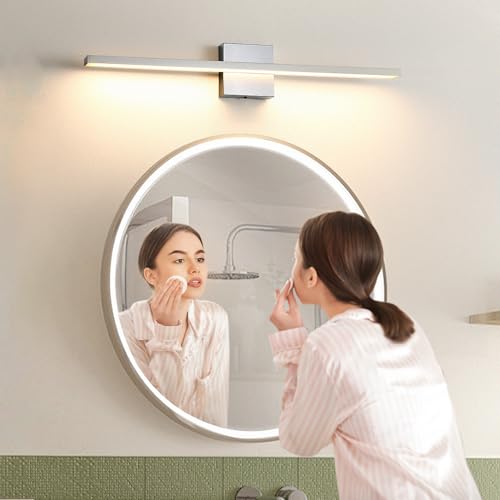 Image of Modern Bathroom Light Fixtures Over Mirror 20 Inch 18W Brushed Nickel Vanity Light Bar for Bathroom Wall Sconce 3000K Bar Vanity Lights