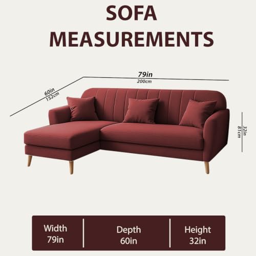 Image of Atticus LHS 4 Seater L Shape Sofa Set with Ottoman for Living Room (Maroon Fabric) Premium Fabric Sofa Set