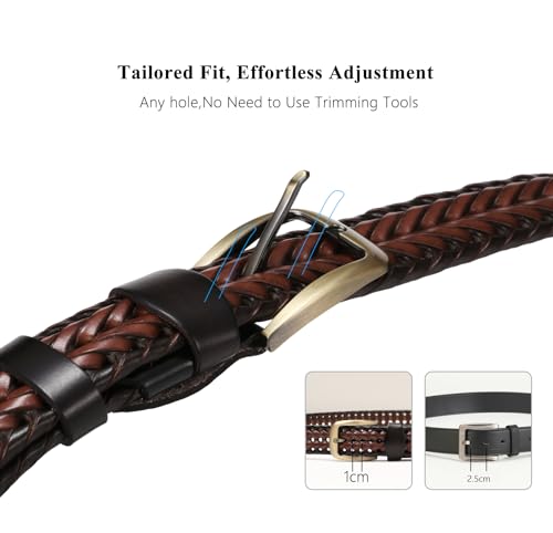 Closlaza Belts for Men, Full Grain Leather Mens Belt, Adjustable Woven Men's Belts, Buckle Belts for Casual Jeans Golf Pants - Image 4