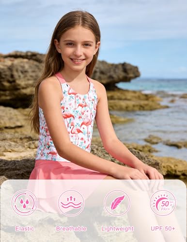 Image of ALISISTER Girls Tankini Swimsuit Two Piece Bathing Suits Summer Beach Swimwear with Shorts for 7-12 Years