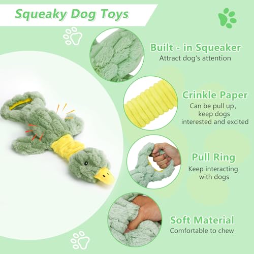 Image of Large Plush Squeaky Dog Toys, Interactive Tug of War Puppy Toys for Indoor Play - Duck Stuffed Dog Toys with Soft Fabric for Small, Medium, and Large Pets