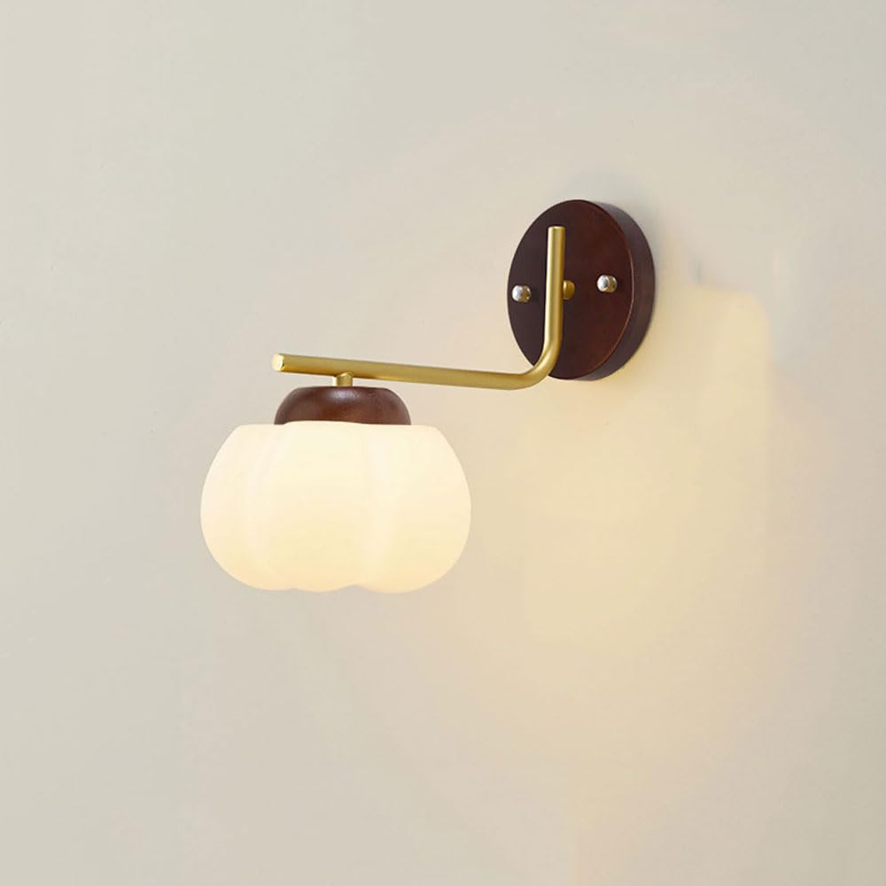 HUAYUSEDF Modern Minimalist Wood Farmhouse Wall Sconce Mid Century Metal Bedroom Light Fixture Hallway Lighting Indoor Mounted Lamp for Living Room Aisle Stairs Porch Foyer(Walnut Color)