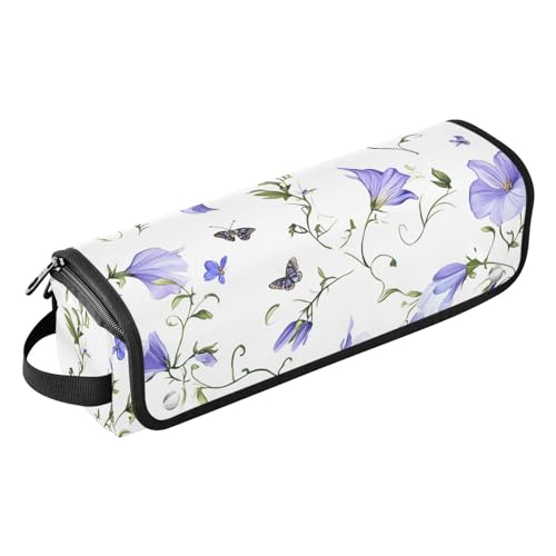 Yuiboo Estuche de viaje 2 en 1 para rizador con alfombrilla de hierro, funda de transporte portátil para rizador, secador de pelo plano, organizador portátil de flores rústicas de primavera, color