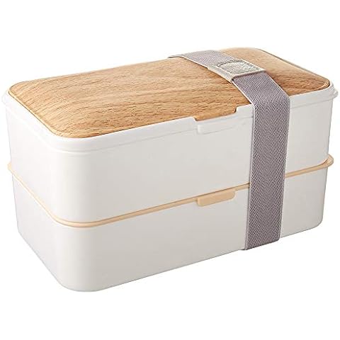 PuTwo Bento Box Fiambreras de 2 Niveles con Juego de Cubiertos Cover
