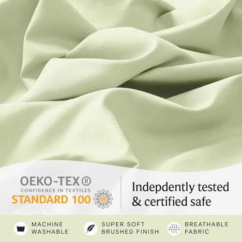 Image of LuxClub 4 PC Sheet Set Bed Sheets Deep Pockets 16 inch Eco Friendly Wrinkle Free Cooling Machine Washable Hotel Bedding Silky Soft - Sage Green Full