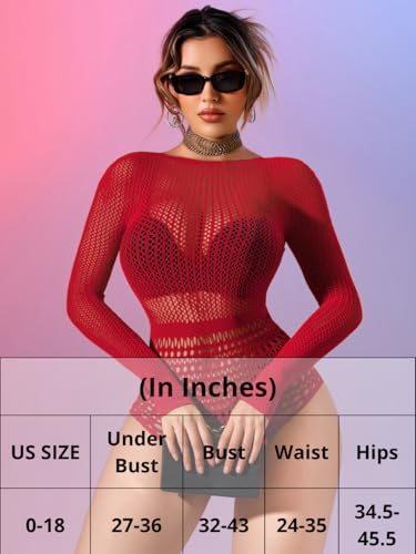 Image of Kaei&Shi Sexy Hollow Rave Outfits, Fishnet Bodysuit Fits US Women Sizes 0-18, Sheer Lace Glow Party Tops Festival Mesh
