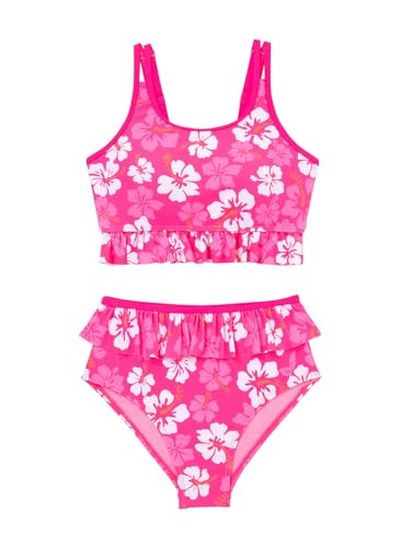 blibean Tween Girls Swimsuits Kids Two Piece Bikini Sets Teen Girl Summer Fashion Boho Hawaii Swim Bathing Suits Floral Ruffled Beach Swimwear Sets Traje Baño Niñas Size 8-9 Year Old Rose Pink