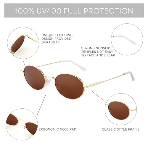 Image of ZENOTTIC Oval Retro Sunglasses for Women Men UV400 Polarized Glasses Unisex Vintage Style Classic Shades