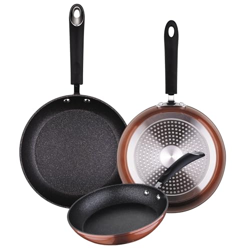 Imagen de San Ignacio - Set de Sartenes SIP color cobre- Ø20/24/28 cms., aluminio forjado, mango revestido con silicona atérmica, inducción