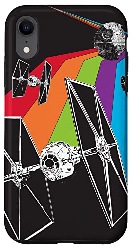Coque iPhone XR Star Wars TIE Fighter Rainbow Black résistante