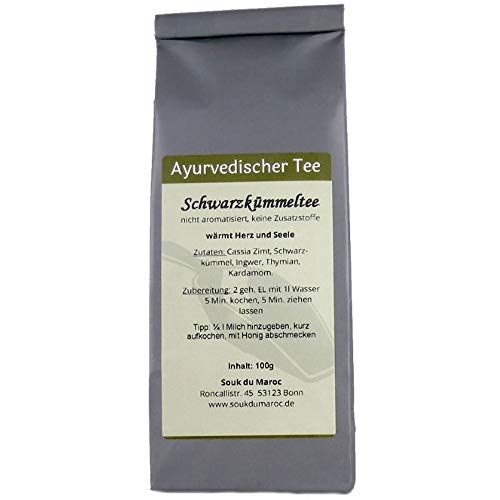 Schwarzkümmel Tee ayurvedische Vata Schwarzkümmeltee Mischung ✔ Tea Chay Chai lose ✔ Teemischung ✔ ohne Zusatzstoffe, Aromastoffe & Konservierungsstoffe, 100g Cover