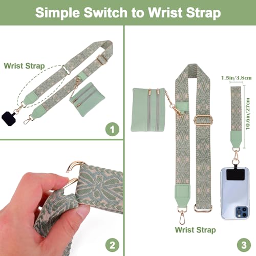 Image of XANGNIER Clip and Go Strap for Phone with Wallet Crossbody, Phone Strap with Zippered Wallet, Adjustable Anti Theft Cellphone Lanyard for Women, Cellphone Chain Accessories,Multicolor 24