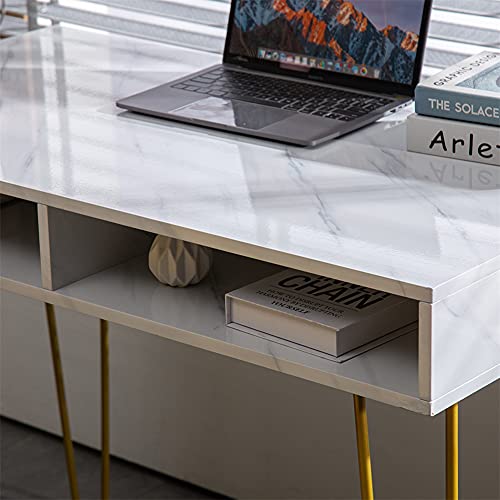 Bureau en marbre blanc 103x55cm avec 2 tiroirs pour chambre - 7