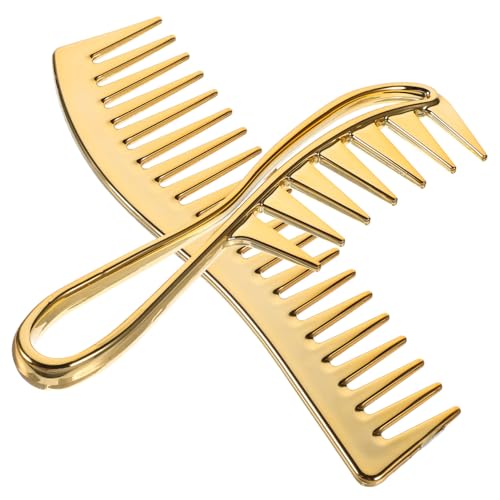 FOMIYES 2 piezas Peines de Dientes Anchos para Peines de para Cabello Aceitoso y Húmedo Desenredante Profesional para Peluquería y Dorado