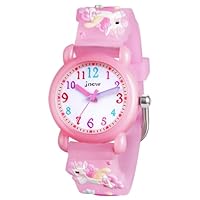 Vicloon Kinder Quarz Uhr, Kinder Uhr mit 3D Cartoon Design, 30M wasserdichte, Silikon Armband, Japanischen Quarzwerk, Gut Lesbar, Lern Armbanduhr für Kind, Jungen und Mädchen(Rosa)