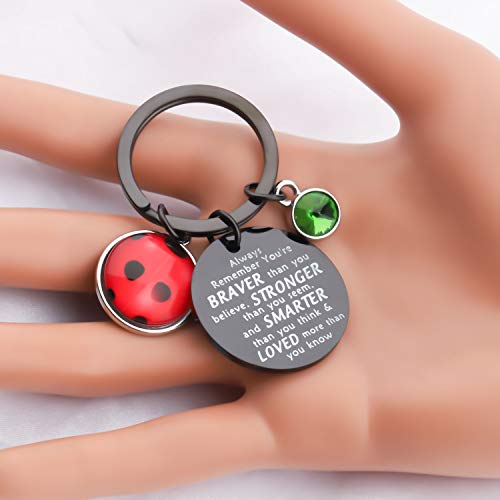 BAUNA Ladybug Keychain BFF Friendship Gift Always Remember You’re Braver Than You Believed Key Ring Cosplay Charm Jewelry(Ladybug Black Keychain)4
