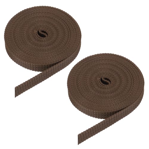 QUARKZMAN 2Pcs Correa para Persianas Enrollables, Cuerda de Reemplazo Fabricado en Polipropileno, Kits de Enrollador Atornillable de Correa Empotrado, Puertas, Ventanas, (6m x 16mm) Marrón