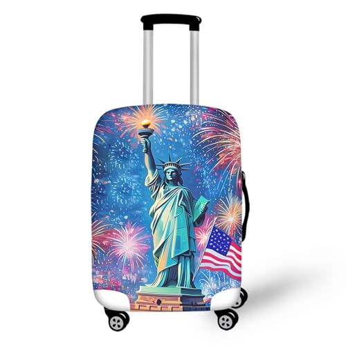 Image of Mumeson Statue of Liberty Luggage Cover for Suitcase Protector Zipper Closure Baggage Case Protective Fit 18-32 inch Suitcase Elastic Covers