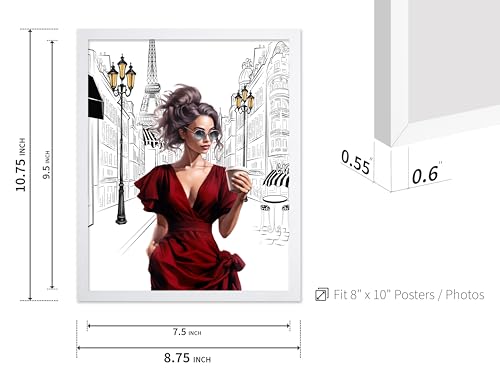 Image of Poster Master Lady in Red Print - Fashion Poster - Paris Designer Art - Modern Wall Design - Chic Gift for Women & Fashionista - Glam Decor for Bedroom or Girl's Room - 8x10 White Framed
