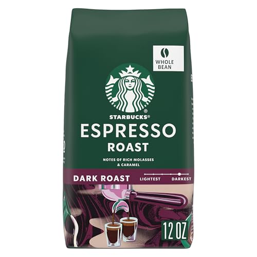 Starbucks Whole Coffee Beans, Dark Roast Hot or Iced Coffee, Espresso Roast, 12 oz