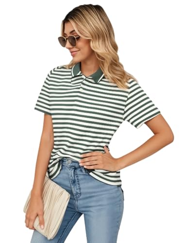 Image of Mack Jonney Women's Striped Cotton Rich Polo T Shirt | Collar Tshirts | Half Sleeves | Stripe-Regular Fit-MACK640589